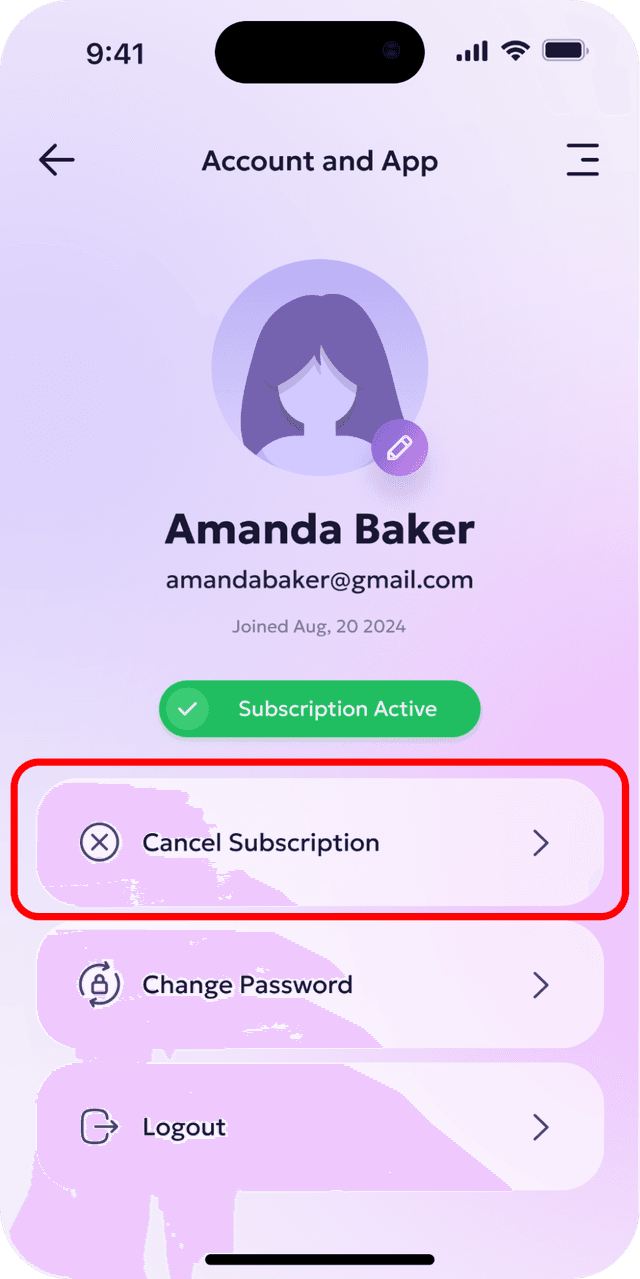 Cancel subscription step 1